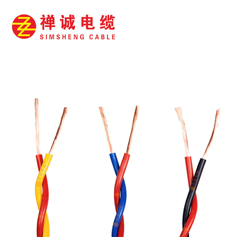 禅诚电缆 ZR-RVS阻燃花线铜芯电线双绞线- 2×4mm²-红蓝双色-100米