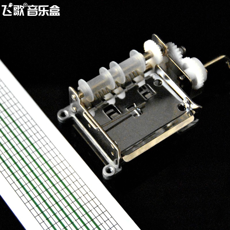 15音手摇纸带谱曲机芯 DIY音乐盒八音盒配件diy 送打孔器纸带 三维工匠 01[15音镂空古典红木盒]高清大图