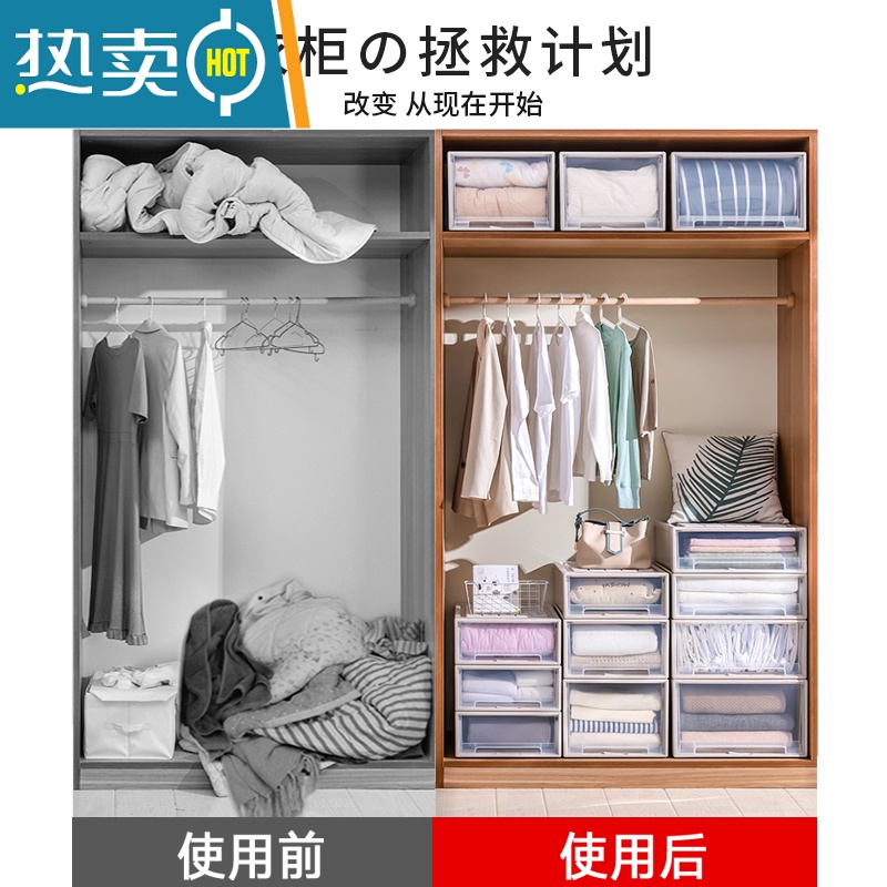 敬平收纳箱抽屉式收纳盒衣柜器衣服整理箱衣物储物箱家用塑料收纳柜高清大图