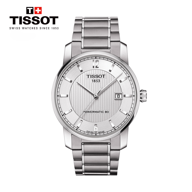 [低至5折]天梭(TISSOT)瑞士手表 钛系列日历窗格条字时标背透男士机械表T087.407.44.037.00 礼物