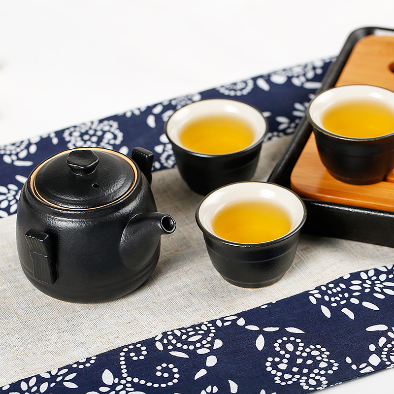 常生源 旅行功夫茶具套装陶瓷茶盘茶壶茶杯功夫套组 四方和气