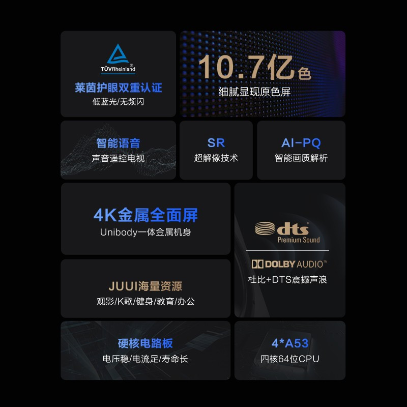 海信Vidda 65英寸 4K超高清 超薄全面屏 1.5G+8G HDR智慧屏 65V1F-R 护眼教育电视