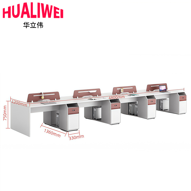 华立伟屏风办公桌八人位张高清大图