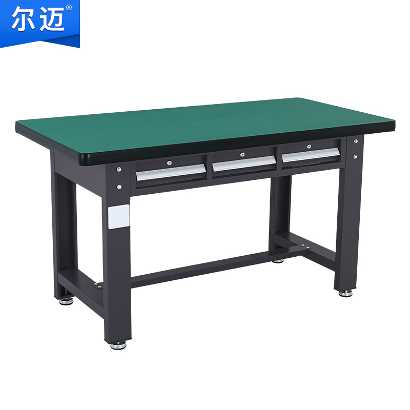 尔迈 防静电工作台操作台车间工具桌重型钳工工作台1.5米横三抽 BK款