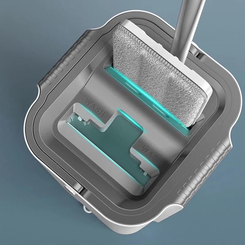 刮刮乐懒人拖把免手洗拖地家用旋转干湿分离手动平板拖布桶高清大图