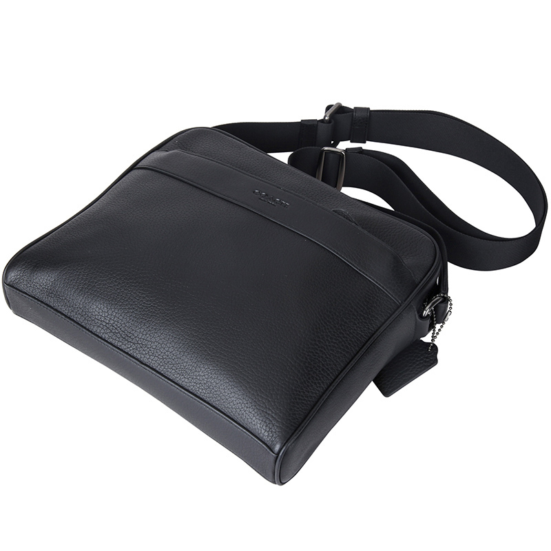 coach蔻驰商务休闲男士斜挎包时尚皮质拉链单肩包