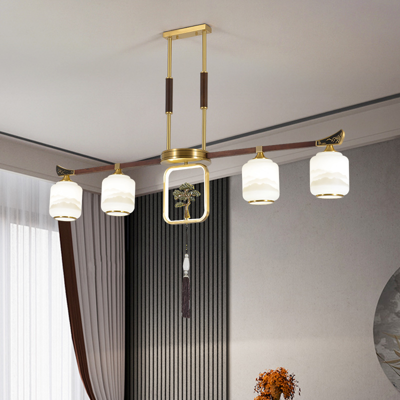 克罗斯塔 别墅客厅复式楼大吊灯中空楼梯新中式轻奢全铜酒店餐厅灯罩