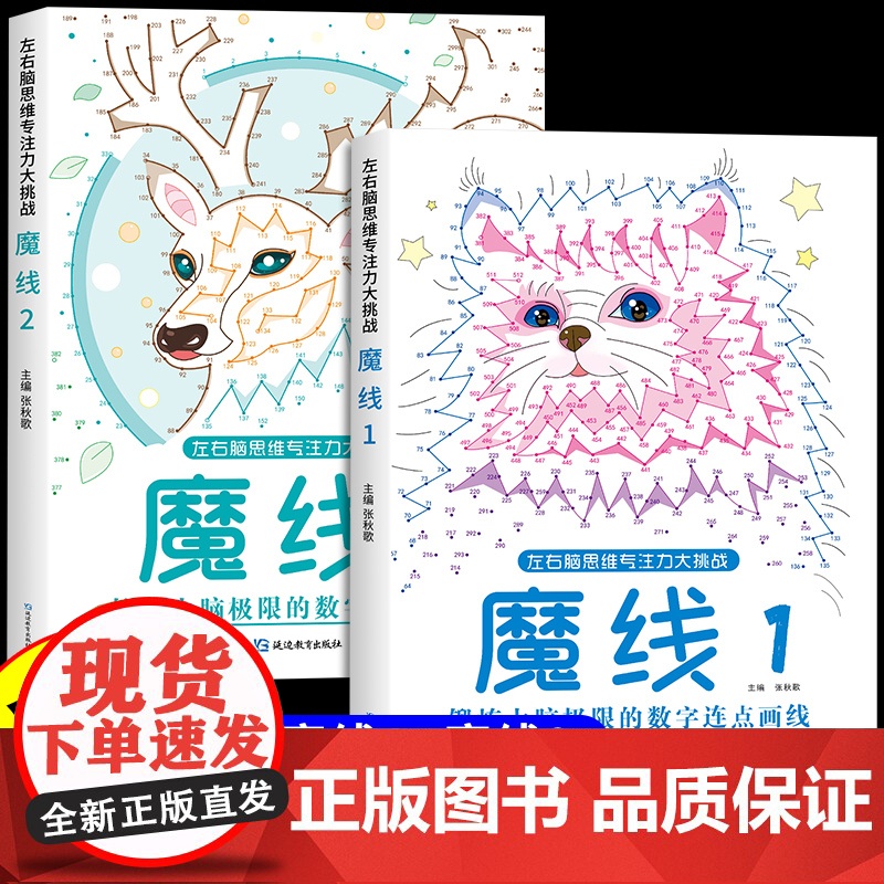 儿童控笔魔线专注力训练左右脑开发思维训练书迷宫书籍幼儿园高难度小学生2-3一6-7-8-10岁以上儿童益智游戏早教书数字高清大图