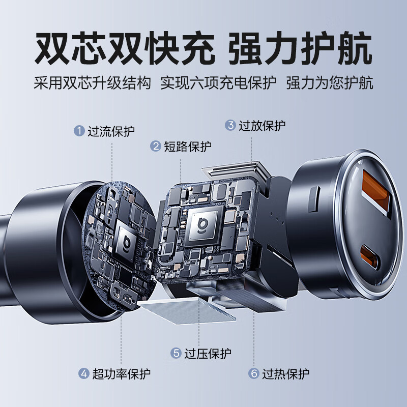 倍思(Baseus)车载充电器点烟器超级快充单口45W一拖二苹果16华为小米转换器BS-C20C黑色高清大图