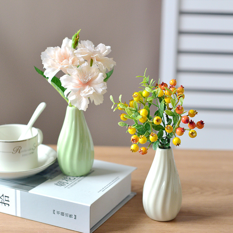 敬平小清新假花仿真花客厅装饰品摆设干花束桌面小陶瓷花瓶郁金香摆件