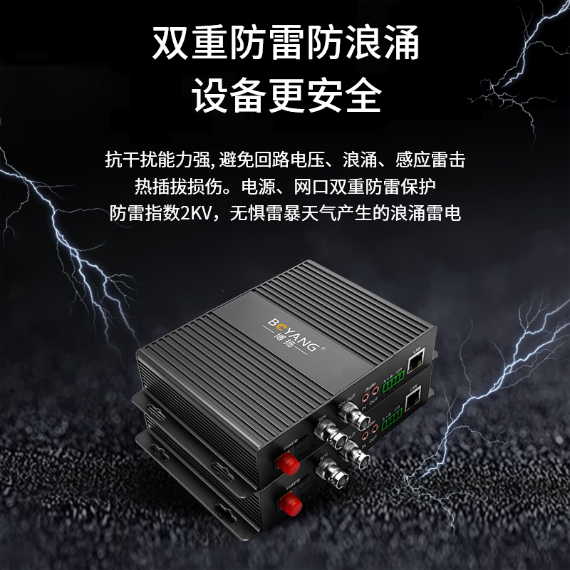 博扬 非压缩全高清HD-SDI视频光端机1路双向视频+网络+双向立体声音频+RS485双向 一对 BY-1HSR2