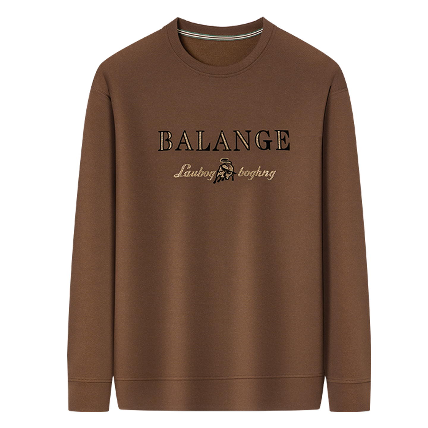 啄木鸟品牌秋冬新款长袖圆领纯棉卫衣男装高档t恤休闲加绒打底底高清大图