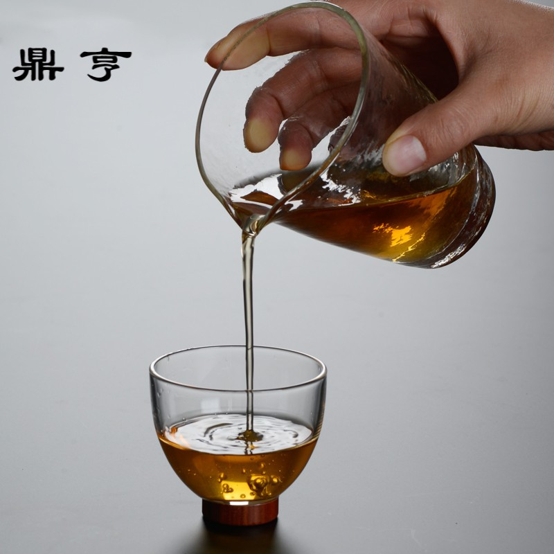鼎亨 红檀木小玻璃茶杯主人杯个人杯单杯 功夫茶具品茗杯茶盏