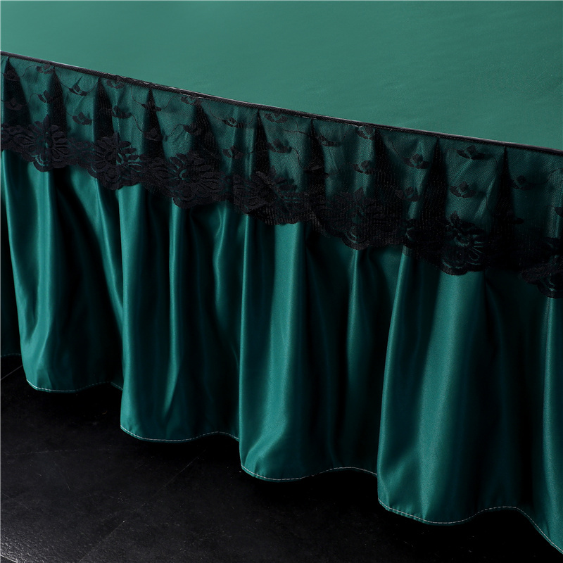 床裙夏季冰丝凉席三件套单件夏天带蕾丝花边床罩防尘罩