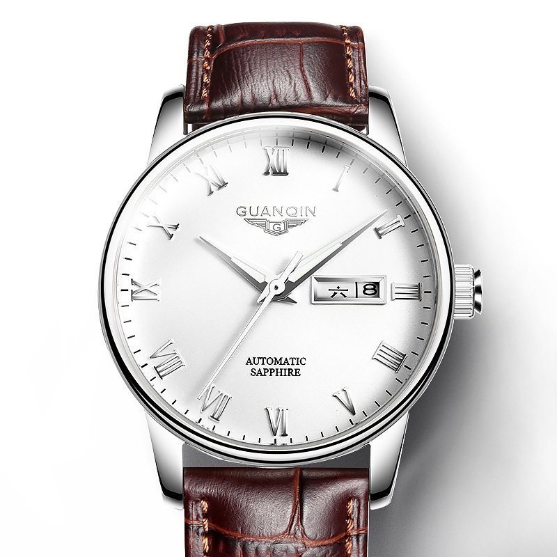 冠琴手表男机械表全自动真皮带防水夜光男表潮流男士腕表机械表