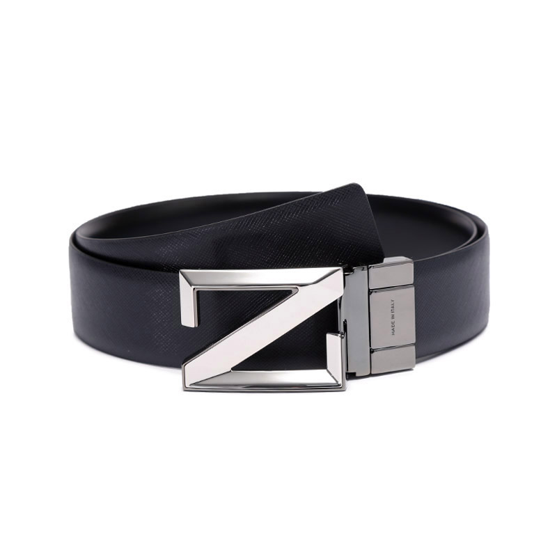 杰尼亚zegna男士牛皮z字搭扣可裁剪双面旋转皮带腰带lhavob029iz