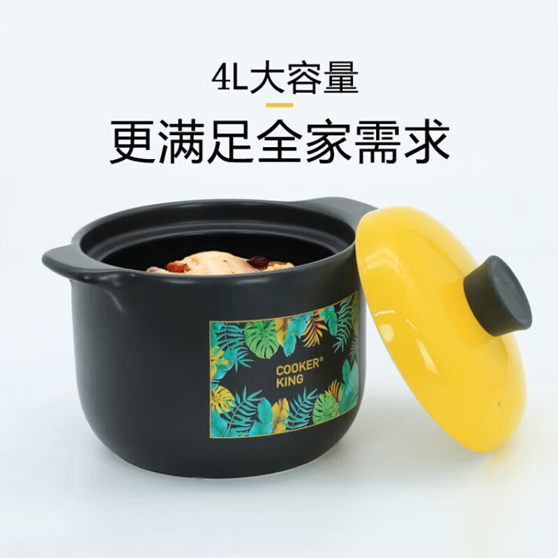 炊大皇 TCX3852 家味煲 陶瓷煲 煲汤煮粥 一锅多用保温储热温度均衡4L大容量高清大图
