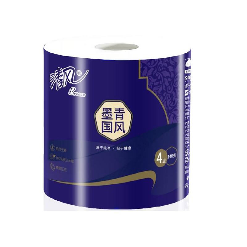 清风A208JH原木墨青国风系列卷纸超强厚韧4层140克 8卷 /提
