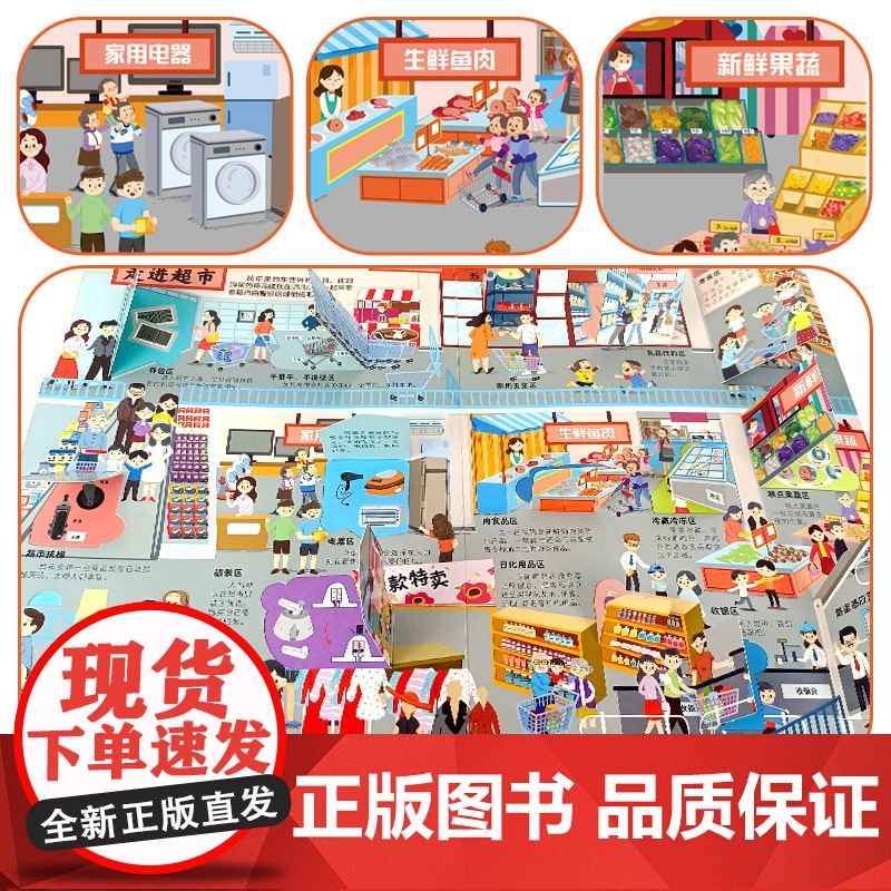 呦呦童 揭秘世界系列翻翻书:揭秘超市[巨量趣味科普,激发好奇心,探秘找答案]高清大图