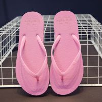 人字拖女ins潮夏季外穿时尚夹脚沙滩拖鞋防滑厚底情侣外出凉拖鞋 粉色-0086 S建议35-36脚