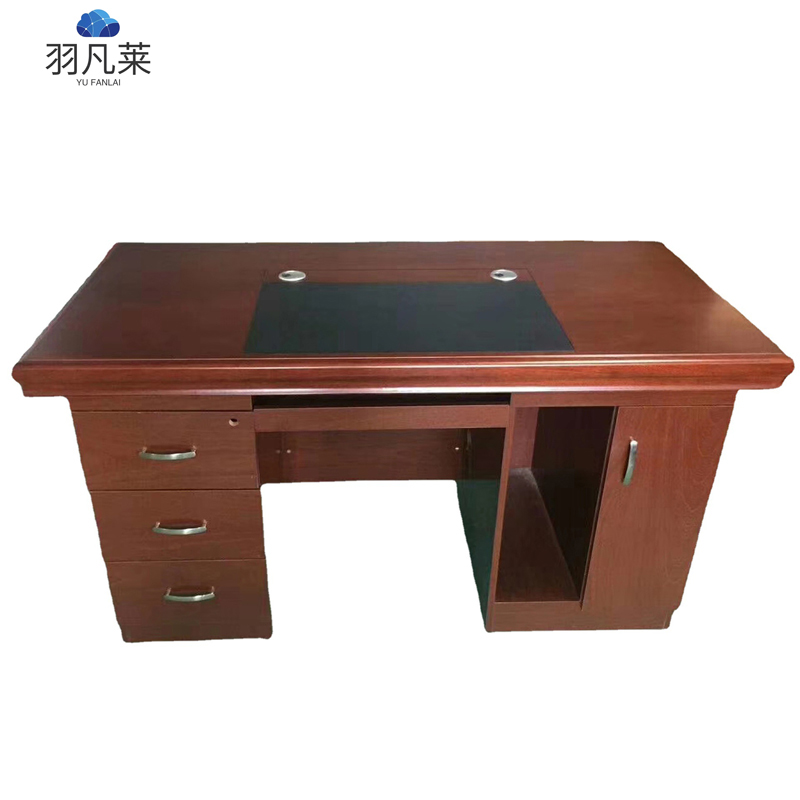 单人办公桌 胡桃色 张高清大图