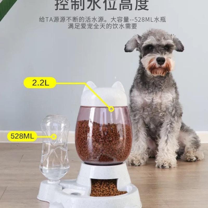 宠物不锈钢双碗 颜色随机 猫咪自动喂食器二合一体狗狗饮水机自助猫食盆猫粮盆神器宠物用品