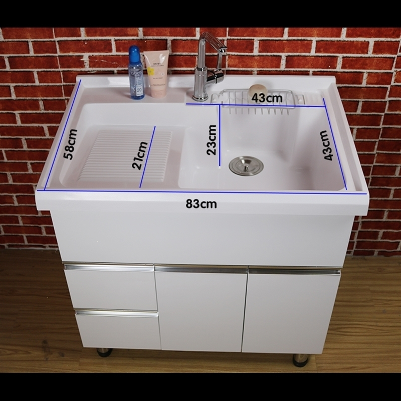 带搓板洗衣盆洗衣池浴室柜洗衣槽洗手盆洗衣斗 110*58微晶石 61cm(含)