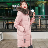 冰洁秋冬女款时尚羽绒服女中长款貉子连帽大毛领羽绒服女反季J70140038