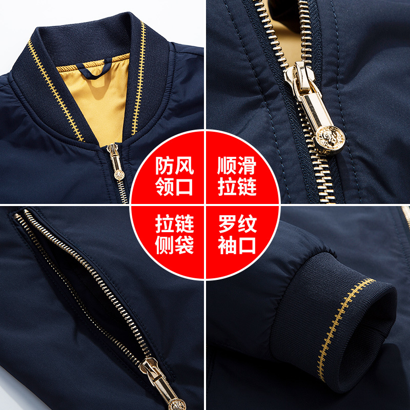NEW LAKE夹克男春秋立领加肥加大码韩版修身商务休闲棒球服爸爸装男士外套夹克
