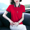 均妮品牌翻领短袖t恤女夏季2022新款韩版女士棉质上衣中年妈妈显瘦打底polo运动衫
