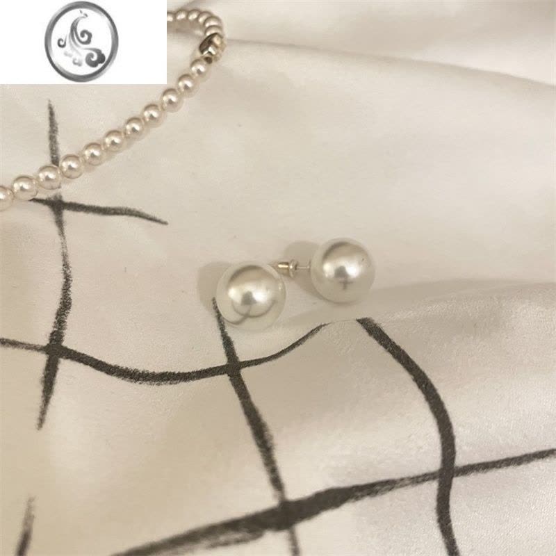 JiMiSunup_Q 珍珠耳钉925银银七夕礼物韩国ins百搭大珍珠耳饰韩国1212图片