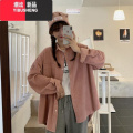 YIBUSHENG灯芯绒衬衫女设计感小众上衣2022年新款韩版宽松长袖U感2衬 均码 粉色