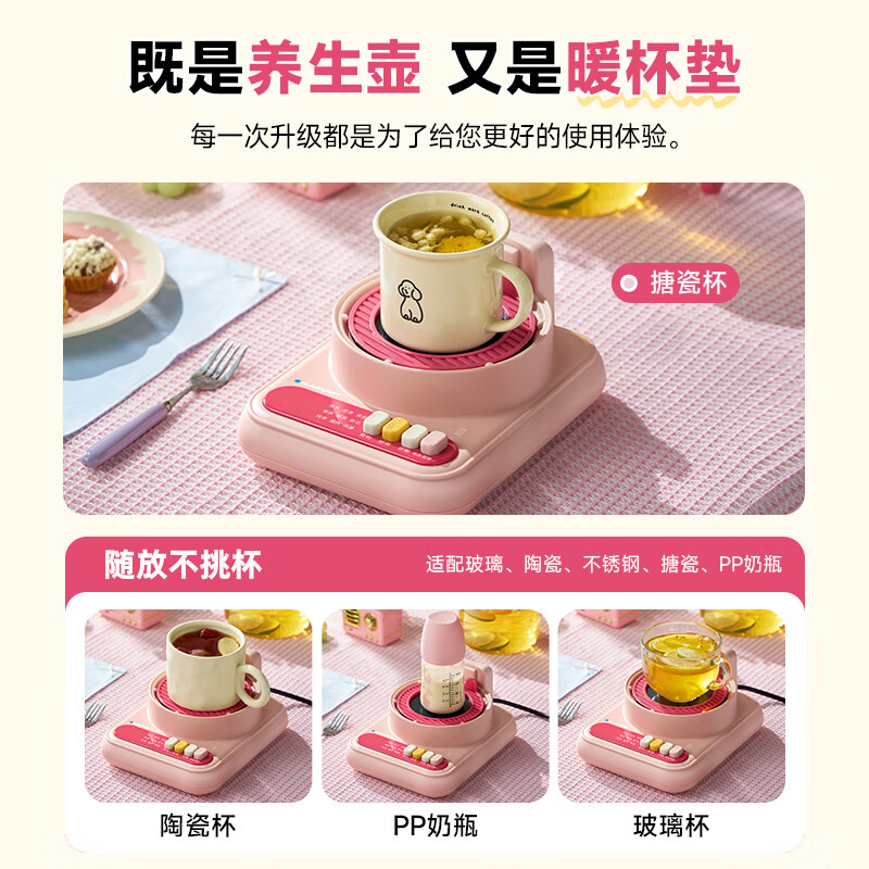 蓝宝(BLAUPUNKT)玻璃养生壶+茶漏+炖盅BP-HP06 童话粉高清大图