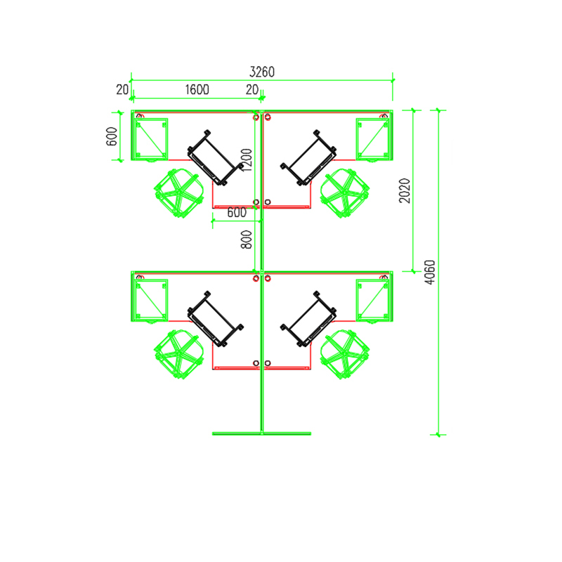 榭邦 办公家具 办公卡座 T型四人位 160cm*200cm*110cm