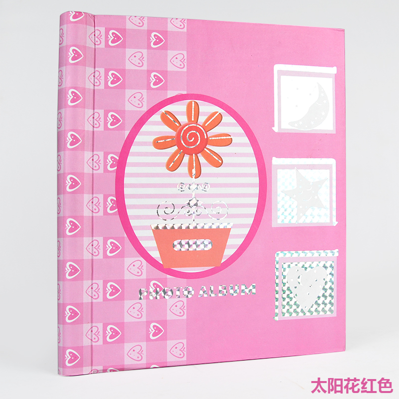 粘贴式DIY相册10寸粘贴式宝宝相册覆膜式手工创意影集本情侣3寸装 三维工匠 A2-粉红高清大图