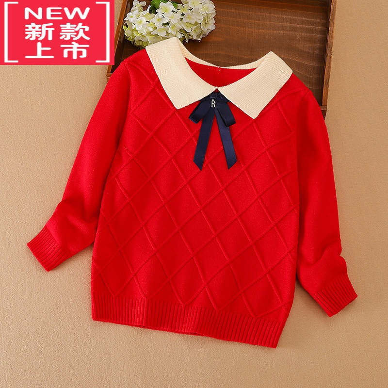 可莉允女童毛衣春秋款洋气套头衫2022秋冬新款儿童针织衫女宝宝打底上衣