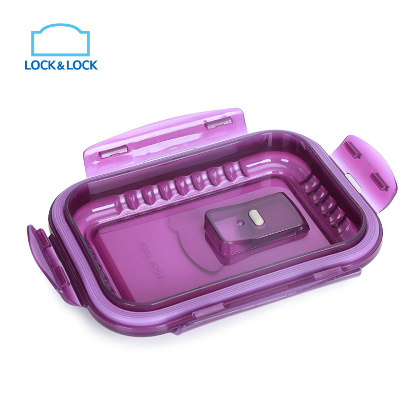 乐扣乐扣 (lock&lock) 透气孔格拉斯 微波炉饭盒 耐热玻璃保鲜盒 紫色 LLG445VOL 1L