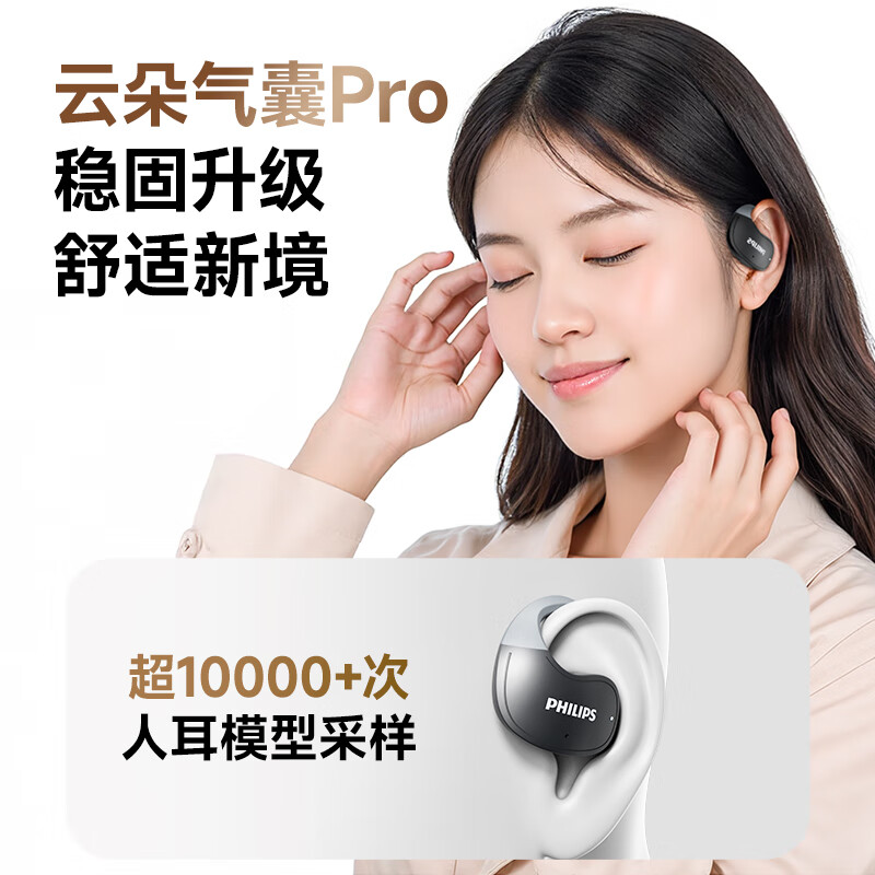 飞利浦 蓝牙耳机骨传导运动开放式 TAT2708黑色高清大图
