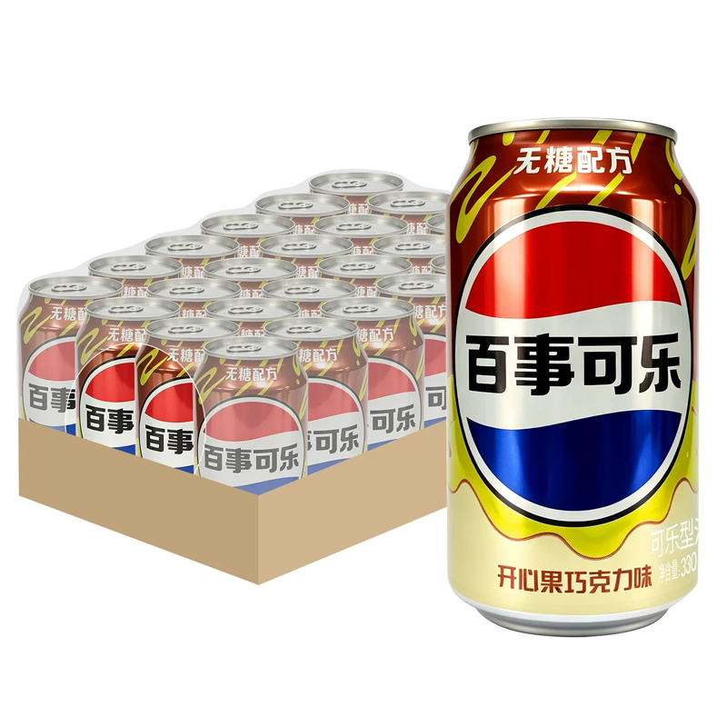 百事(pepsi) 开心果巧克力味无糖可乐330ml*24罐装碳酸饮料