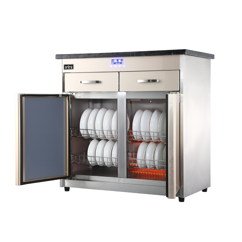 消毒柜 900j2商用立式茶水双门餐馆保洁柜大理石台面调料台配餐碗柜