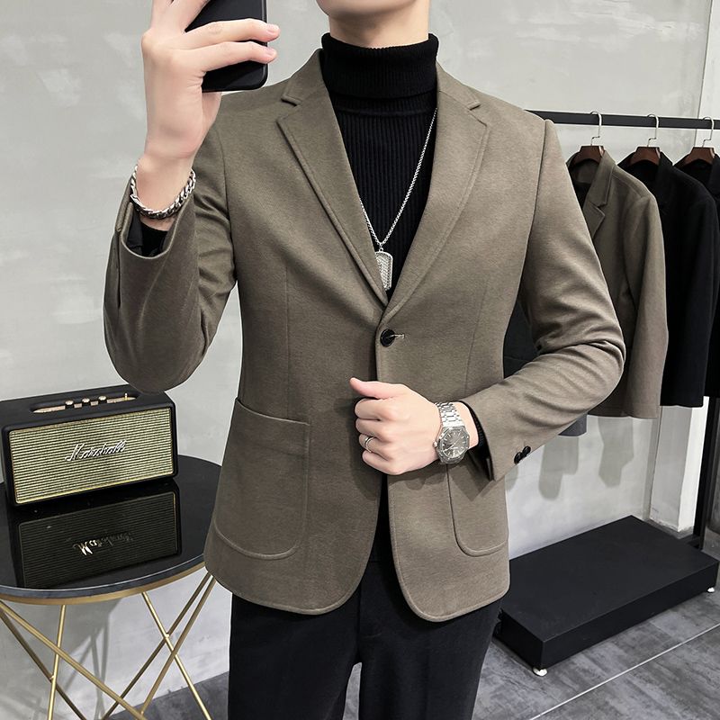 啄木鸟男士休闲西服新款高级感商务正装韩版修身西装外套上衣单上高清大图