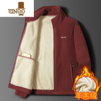 YANXU羔绒外套捉绒衣新款加绒加厚御寒保暖夹克男士摇粒绒男男 XXXL150-165斤 加绒LZH-922酒红