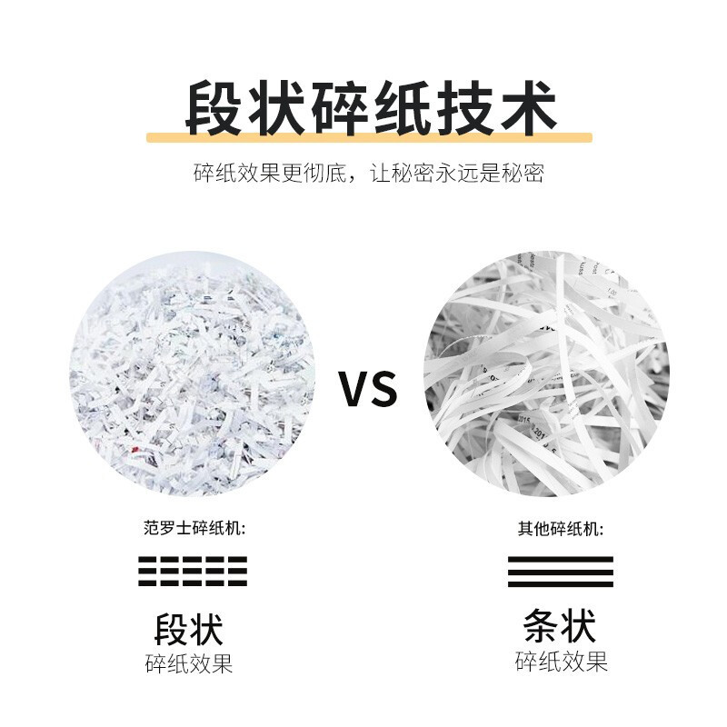 范罗士125Ci碎纸机 商务办公碎纸机 4级53L大容量办公粉碎机