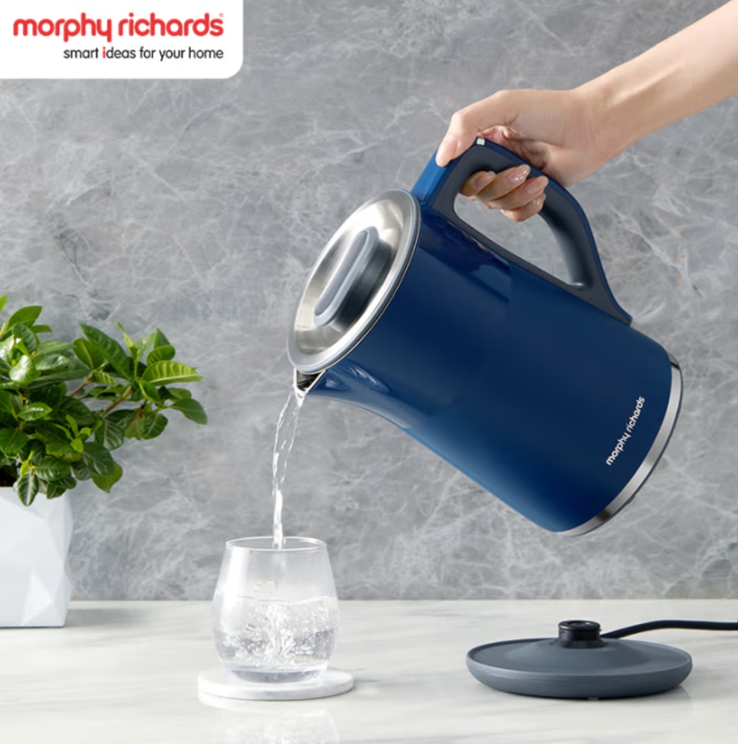 摩飞电器(Morphyrichards)电热水壶烧水壶热水壶 家用恒温水壶1.5L不锈钢304双层防烫实时显温开水壶高清大图