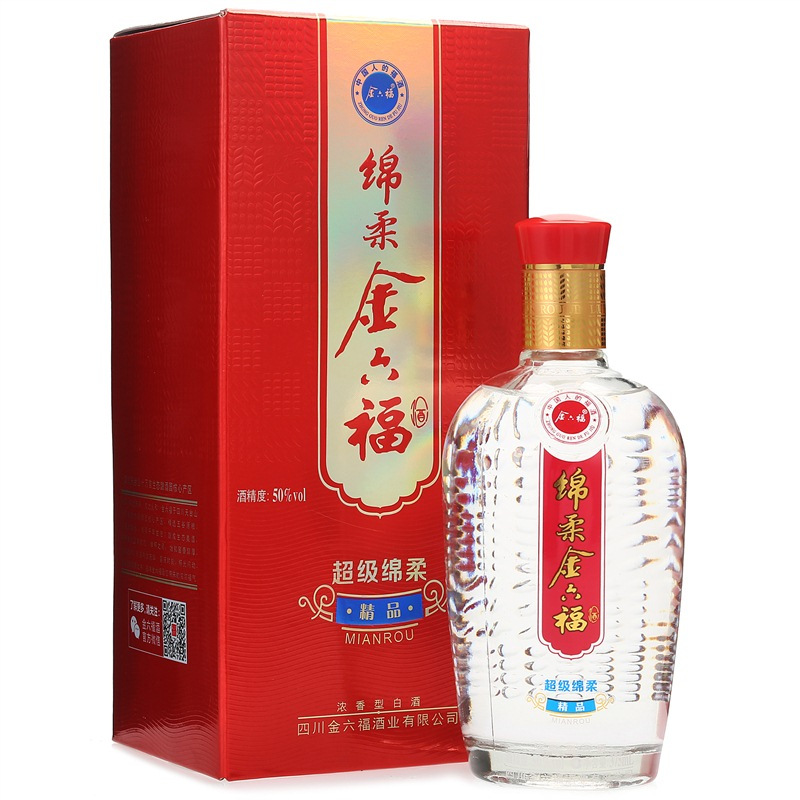 金六福超级绵柔精品50度375ml6浓香型白酒整箱纯粮酒口粮酒