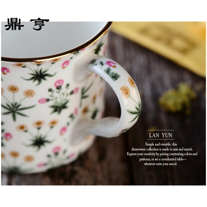 鼎亨小清新 英式田园风马克杯 复古奶茶杯咖啡杯 高骨瓷 古典精美