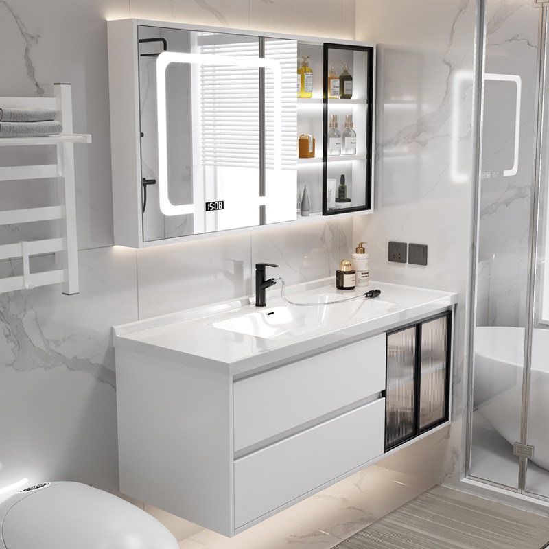 邦云浴室柜组合 浴室柜一体陶瓷盆 卫生间洗脸盆柜轻奢小户型高清大图