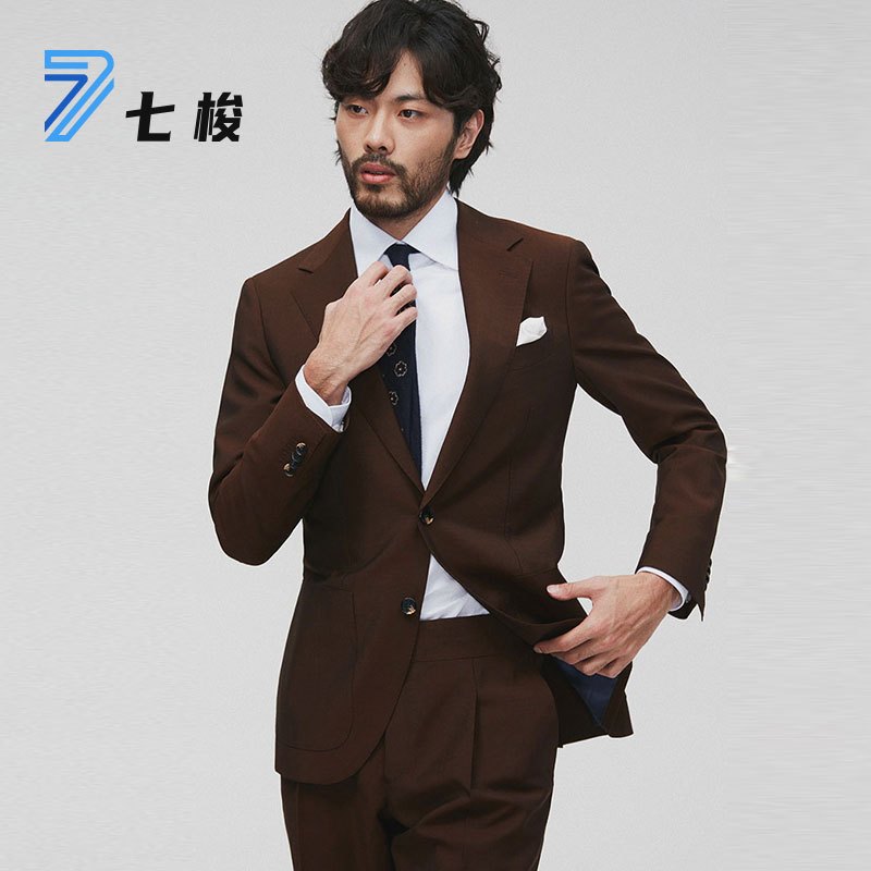 七梭定制GX01[VBC]羊毛男士商务职业正装休闲修身新郎服西装