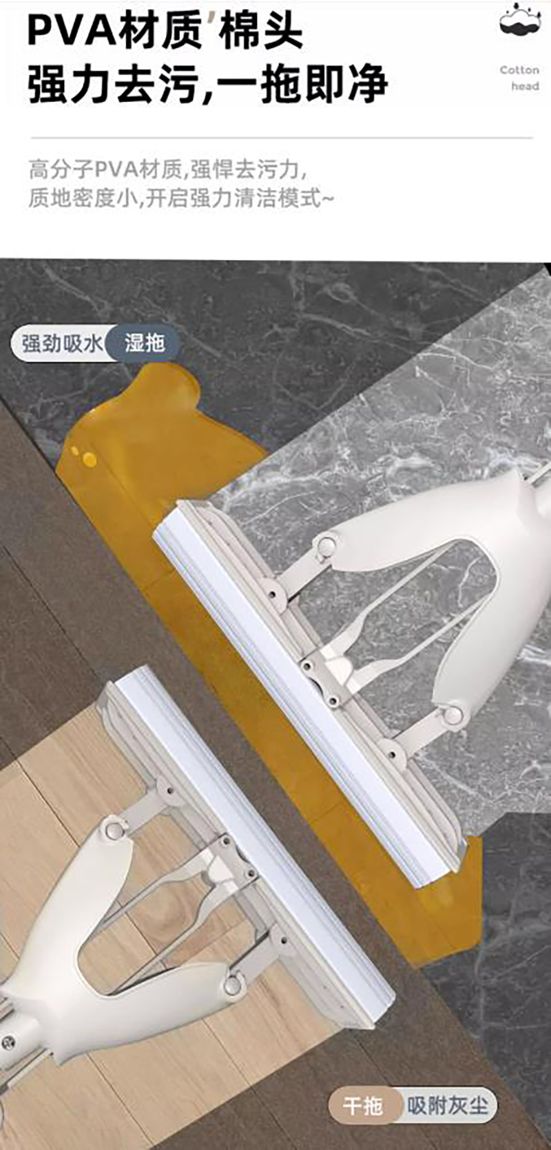 佳耐杰 对挤式海绵拖把免手洗胶棉胶棉拖把 宽28cm/把高清大图