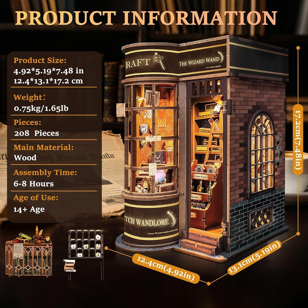 寄放时光迷你书立魔杖店手工diy小屋拼装模型立体拼图生日1663 魔杖店英文版